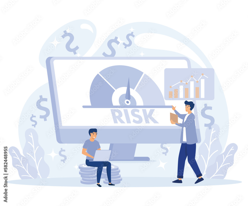 Naklejka premium Risk management. Risk assessment concept. evaluate, analysis risk. flat vector modern illustration