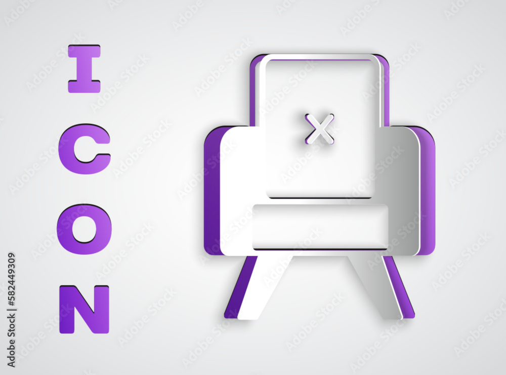 Paper cut Armchair icon isolated on grey background. Paper art style. Vector Paper cut Armchair icon isolated on grey background. Paper art style. Vector