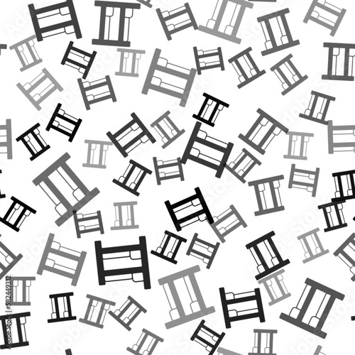 Black Bunk bed icon isolated seamless pattern on white background. Vector