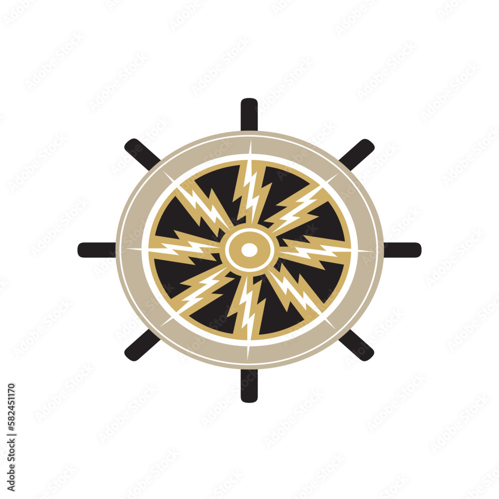 Ship wheel icon vector logo design illustration