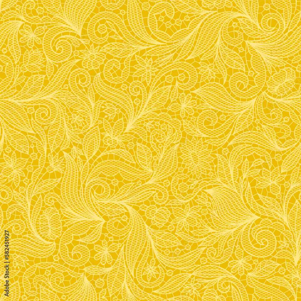 YELLOW VECTOR SEAMLESS BACKGROUND WITH FLORAL LACE YELLOW VECTOR SEAMLESS BACKGROUND WITH FLORAL LACE