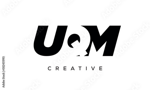 UQM letters negative space logo design. creative typography monogram vector 