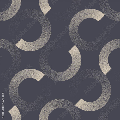 Modern Graphic Circles Trendy Seamless Pattern Vector Dotted Abstract Background. Fashionable Textile Design Repetitive Print. Endless Tilted Structure Pale Grey Wallpaper. Wrapping Paper Texture