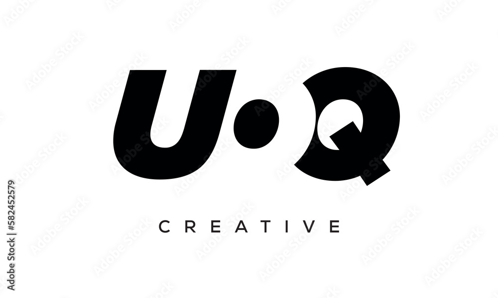 UOQ letters negative space logo design. creative typography monogram vector	
