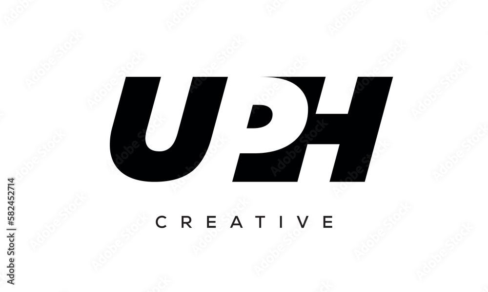 UPH letters negative space logo design. creative typography monogram vector	