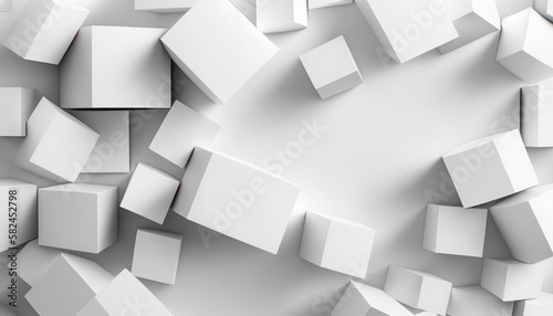 White cubes on light background, abstract background. AI generated.