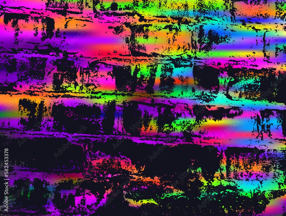 Grunge color neon background. Abstract street art print.