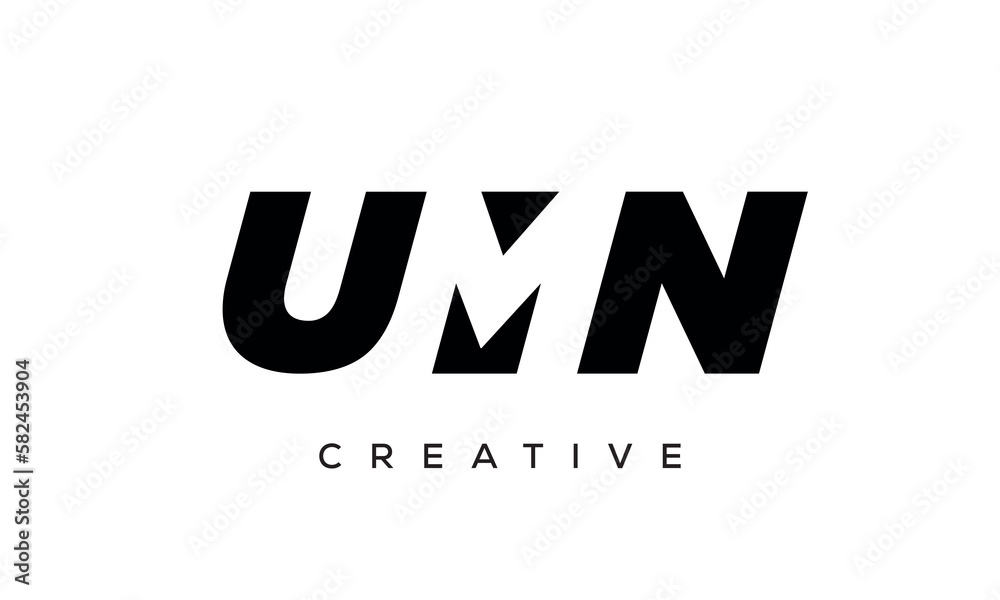 UMN letters negative space logo design. creative typography monogram vector	
