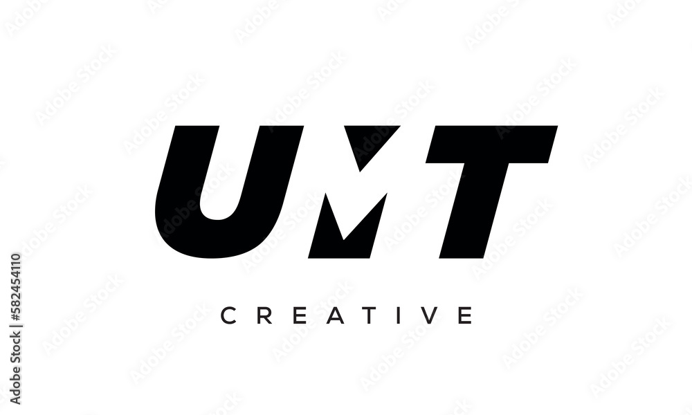 UMT letters negative space logo design. creative typography monogram vector UMT letters negative space logo design. creative typography monogram vector