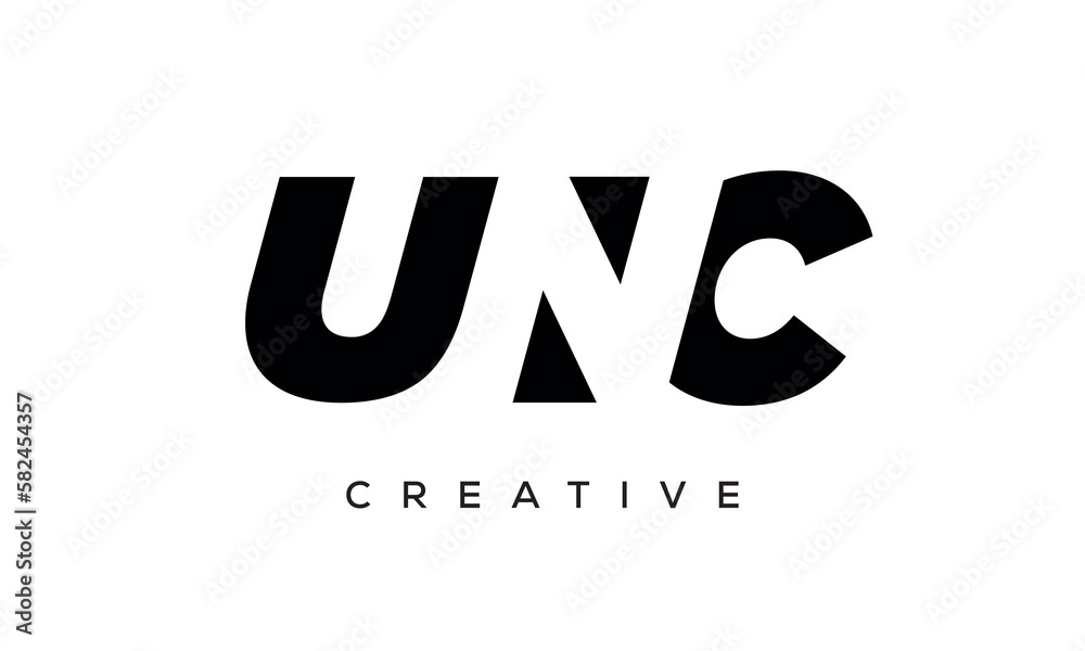 UNC letters negative space logo design. creative typography monogram vector UNC letters negative space logo design. creative typography monogram vector