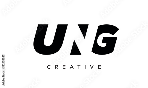 UNG letters negative space logo design. creative typography monogram vector 