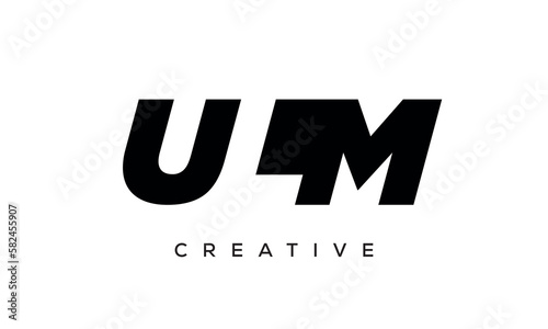 ULM letters negative space logo design. creative typography monogram vector 