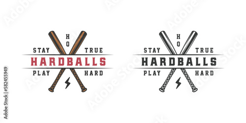 Vintage retro baseball sport emblem, logo, badge, label. mark, poster or print. Monochrome Graphic Art. Vector Illustration.