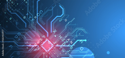 CPU concept. Circuit board. Technology background.