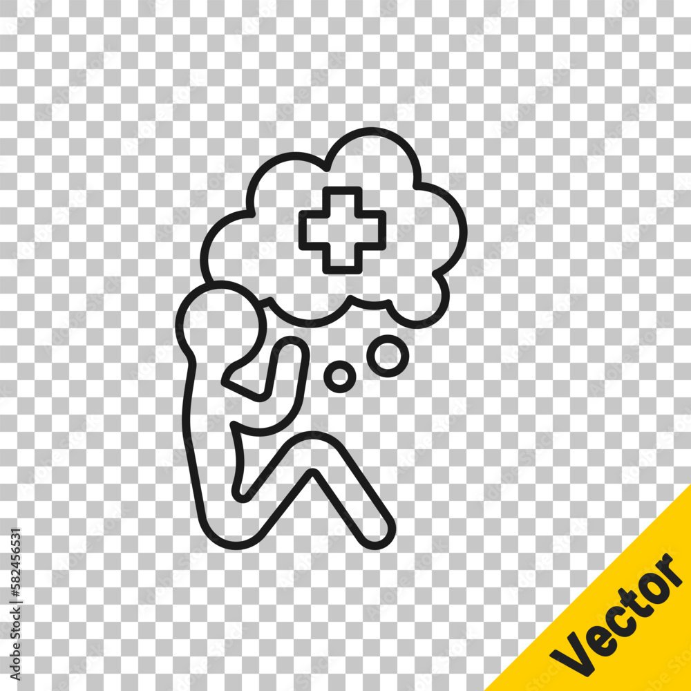 Fototapeta premium Black line Helping hand icon isolated on transparent background. Vector