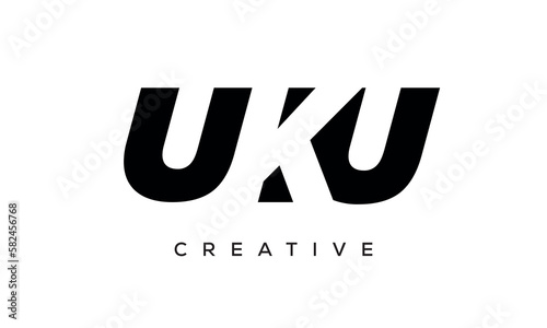 UKU letters negative space logo design. creative typography monogram vector 