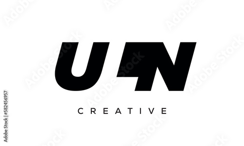 ULN letters negative space logo design. creative typography monogram vector 
