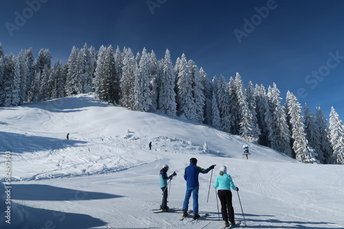 Skiers in St. Johann in Austria