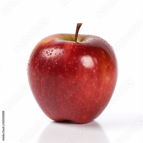 An isolated single red apple on a white background Generative AI