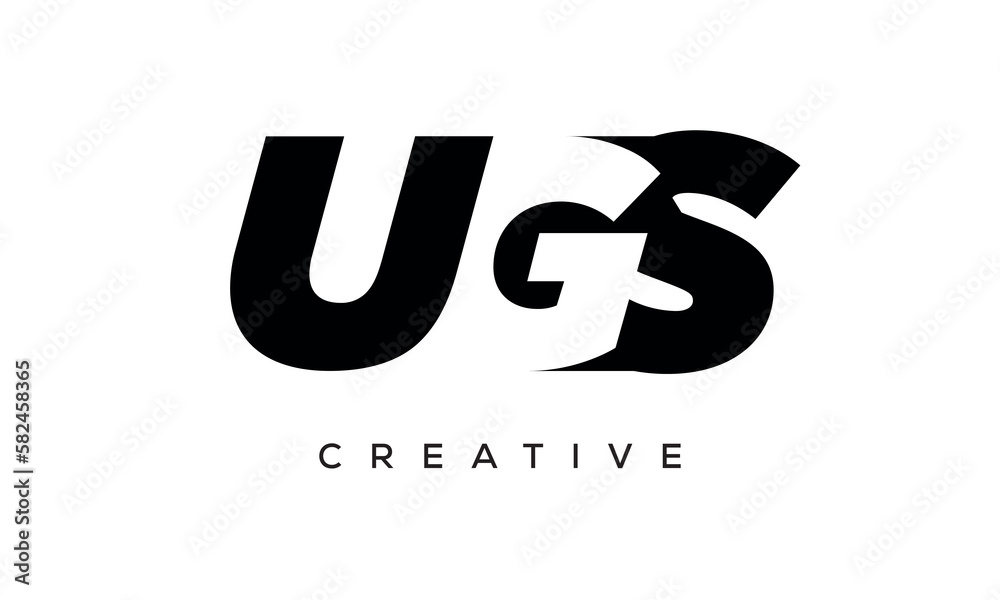 UGS letters negative space logo design. creative typography monogram vector	 - obrazy, fototapety, plakaty 