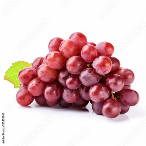 An isolated bunch of red grapes on a white background Generative AI