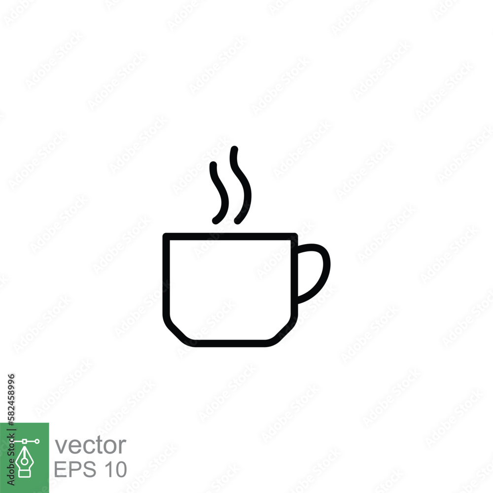 Coffee line icon. Simple outline style. Drink, glass, tea, water, chocolate, coffee cup, kitchen, restaurant concept. Vector illustration isolated on white background. EPS 10. Coffee line icon. Simple outline style. Drink, glass, tea, water, chocolate, coffee cup, kitchen, restaurant concept. Vector illustration isolated on white background. EPS 10.