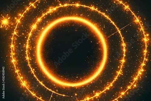 abstract circle of bright light on black background, generative art by A.I