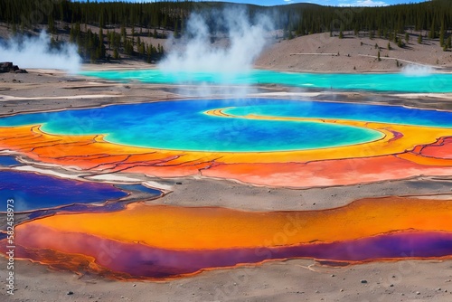 photo of grand prismatic spring, generative art by A.I