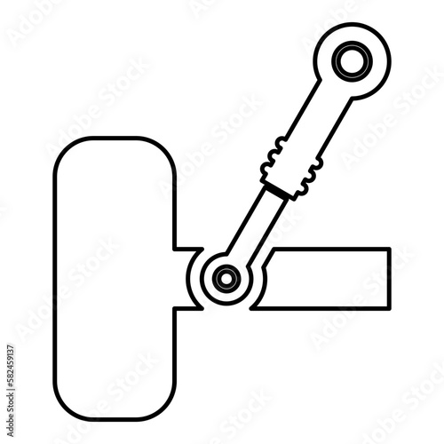 Wheel and shock absorber car suspension system auto service contour outline line icon black color vector illustration image thin flat style