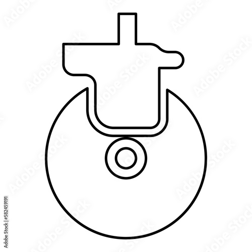 Wheel for furniture caster swivel contour outline line icon black color vector illustration image thin flat style