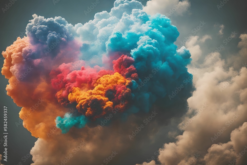 abstract colorful smoke cloud in the air, generative art by A.I