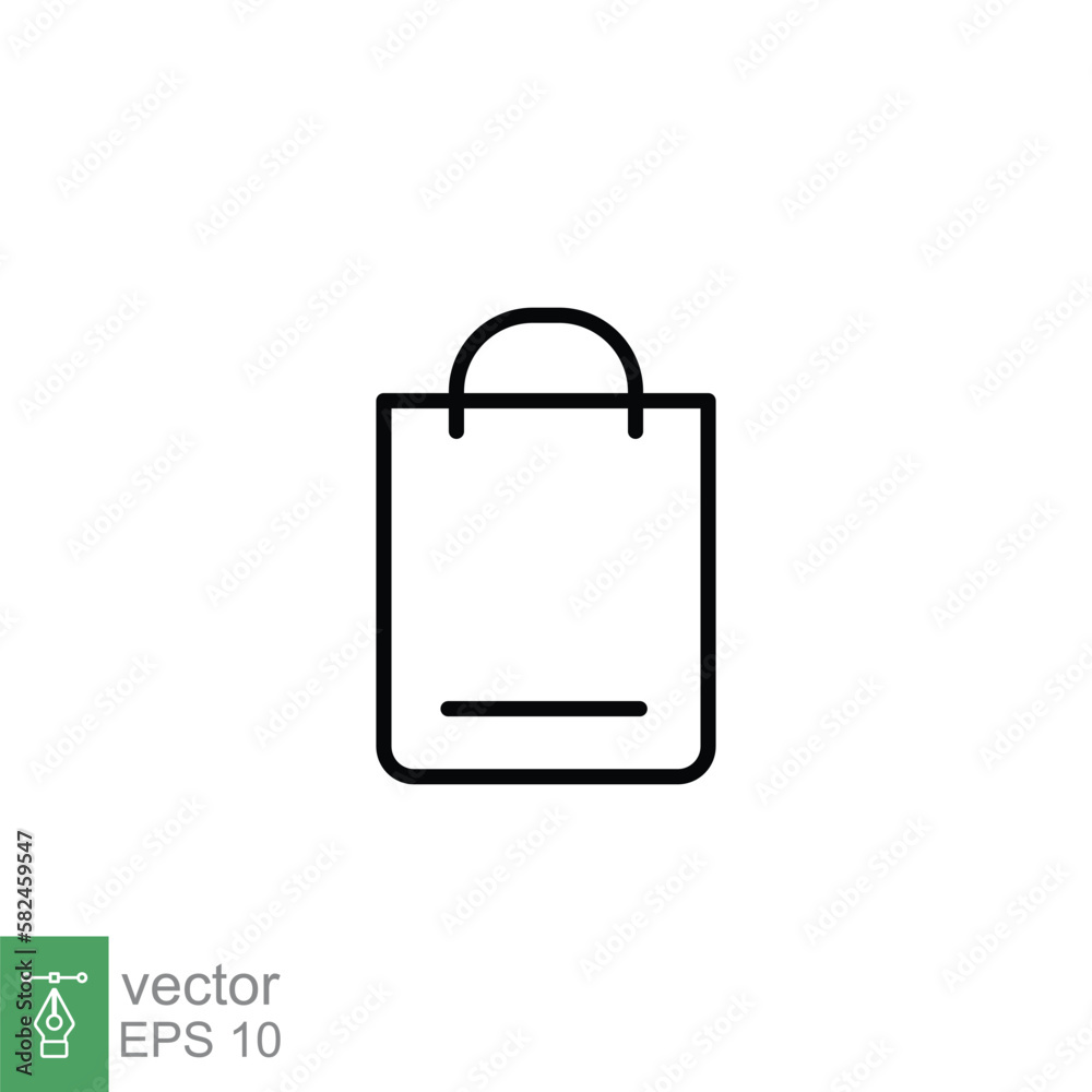 Shopping bag icon. Simple outline style. Paper bag line symbol. Shop, cart, store, online, purchase, buy, retail, vector illustration design on white background. EPS 10. Shopping bag icon. Simple outline style. Paper bag line symbol. Shop, cart, store, online, purchase, buy, retail, vector illustration design on white background. EPS 10.