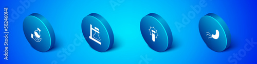 Set Isometric Test tube, Explosion in the flask, Bacteria and stand icon. Vector