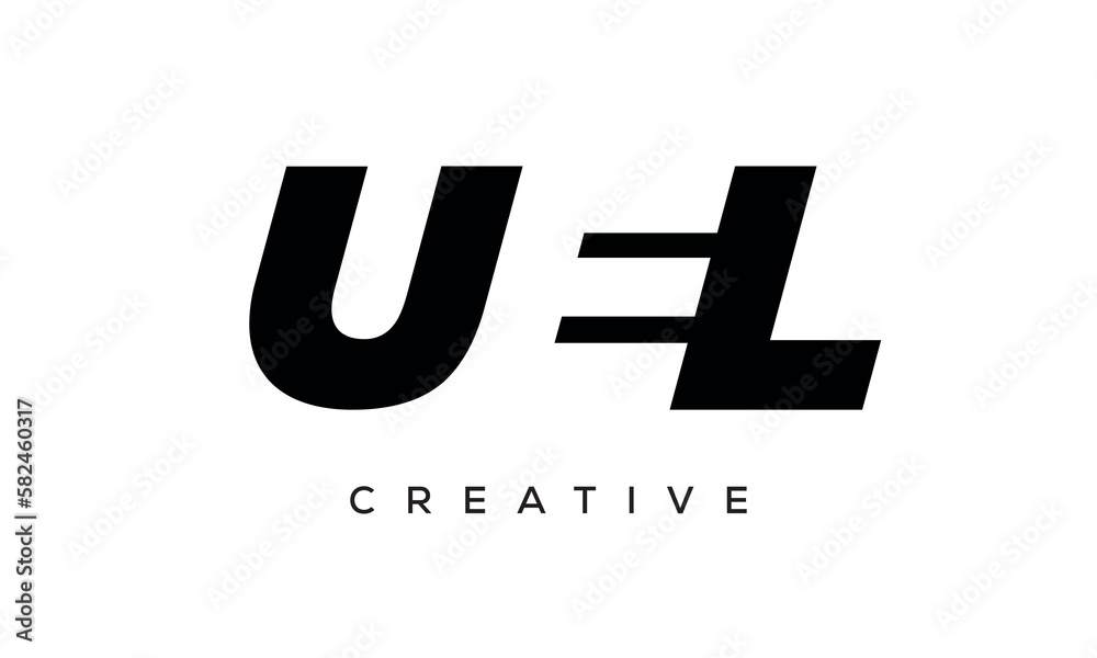UEL letters negative space logo design. creative typography monogram vector	