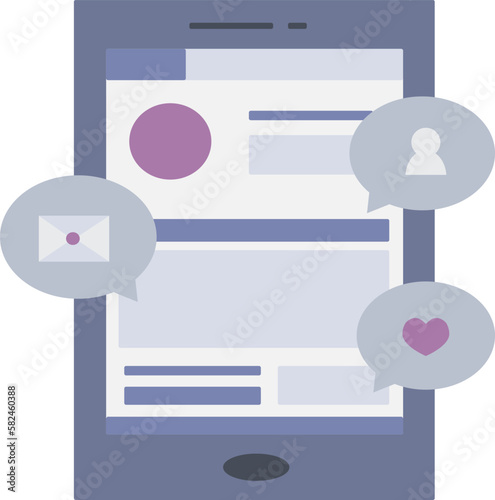 phone or social network vector illustration. Posts, community, likes 
