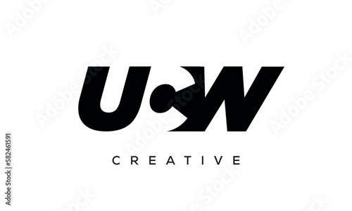 UCW letters negative space logo design. creative typography monogram vector 