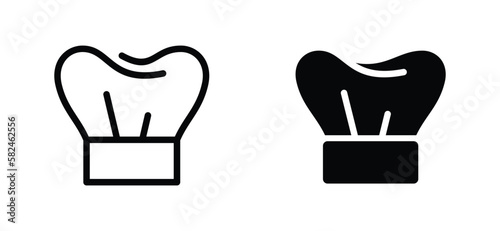 Chef hat icon. Restaurant sign and symbol. A chef's hat icon in line and flat style. Vector illustration