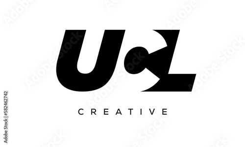 UCL letters negative space logo design. creative typography monogram vector	