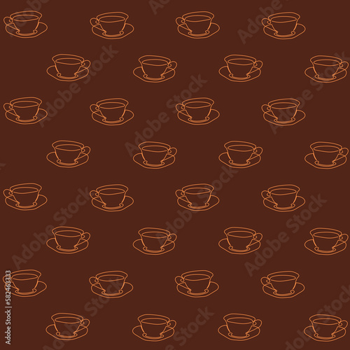 Repeating seamless pattern background with illustration of a couple of cups of coffee. Trendy and simple illustration for printed fabric  fashion  cover  design  wallpaper  layout  background.