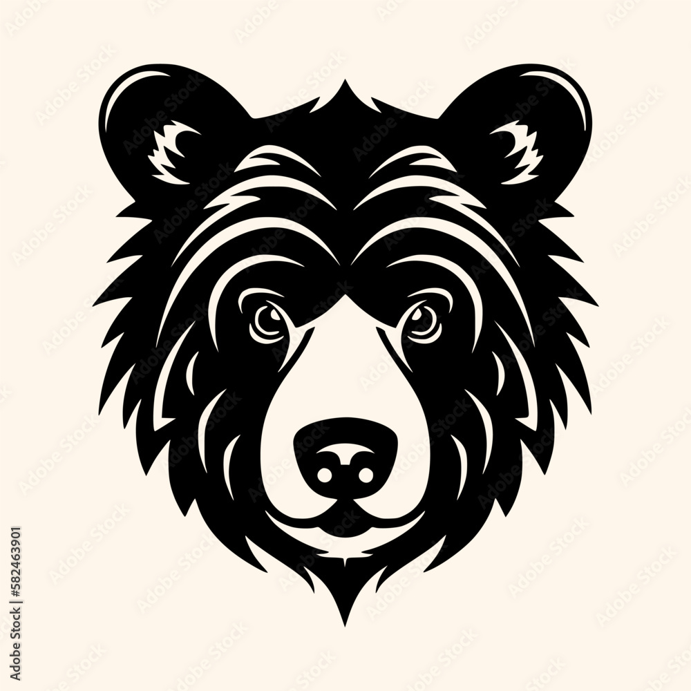 Fototapeta premium Bear vector for logo or icon, drawing Elegant minimalist style,abstract style Illustration