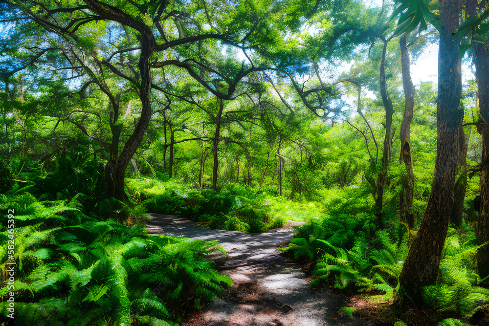 Naklejka premium tropical forest in the morning