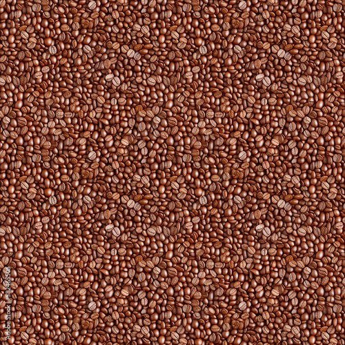 Coffee bean background. Seamless pattern of whole roasted coffee beans. Generative AI