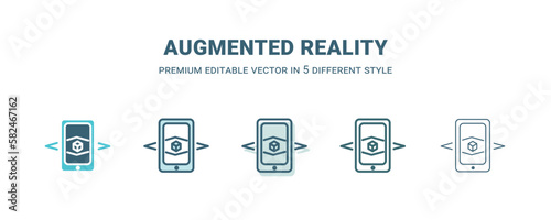 augmented reality icon in 5 different style. Outline, filled, two color, thin augmented reality icon isolated on white background. Editable vector can be used web and mobile