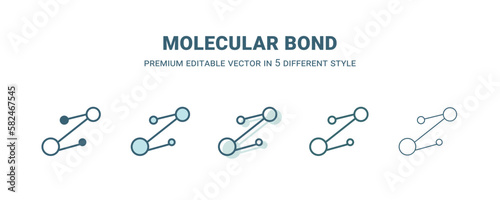 molecular bond icon in 5 different style. Outline, filled, two color, thin molecular bond icon isolated on white background. Editable vector can be used web and mobile