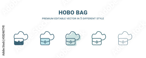 hobo bag icon in 5 different style. Outline, filled, two color, thin hobo bag icon isolated on white background. Editable vector can be used web and mobile