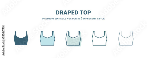 draped top icon in 5 different style. Outline, filled, two color, thin draped top icon isolated on white background. Editable vector can be used web and mobile
