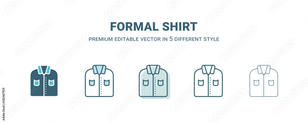 formal shirt icon in 5 different style. Outline, filled, two color, thin formal shirt icon isolated on white background. Editable vector can be used web and mobile formal shirt icon in 5 different style. Outline, filled, two color, thin formal shirt icon isolated on white background. Editable vector can be used web and mobile