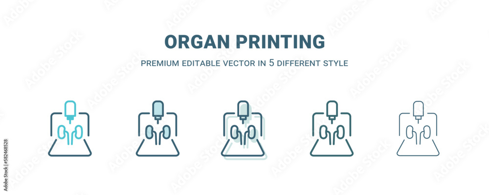 organ printing icon in 5 different style. Outline, filled, two color, thin organ printing icon isolated on white background. Editable vector can be used web and mobile organ printing icon in 5 different style. Outline, filled, two color, thin organ printing icon isolated on white background. Editable vector can be used web and mobile
