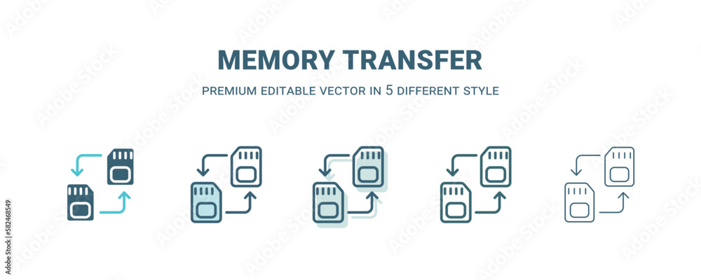 memory transfer icon in 5 different style. Outline, filled, two color, thin memory transfer icon isolated on white background. Editable vector can be used web and mobile memory transfer icon in 5 different style. Outline, filled, two color, thin memory transfer icon isolated on white background. Editable vector can be used web and mobile