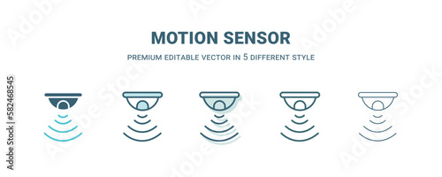 motion sensor icon in 5 different style. Outline, filled, two color, thin motion sensor icon isolated on white background. Editable vector can be used web and mobile